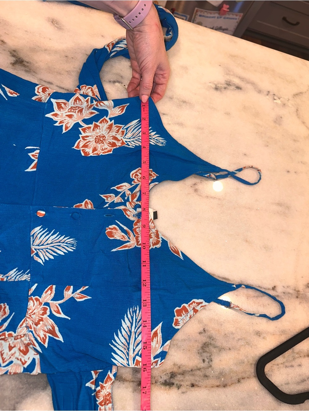 Roxy Size Medium Blue Floral Spaghetti-Strap Jumpsuit - Picture 9 of 9